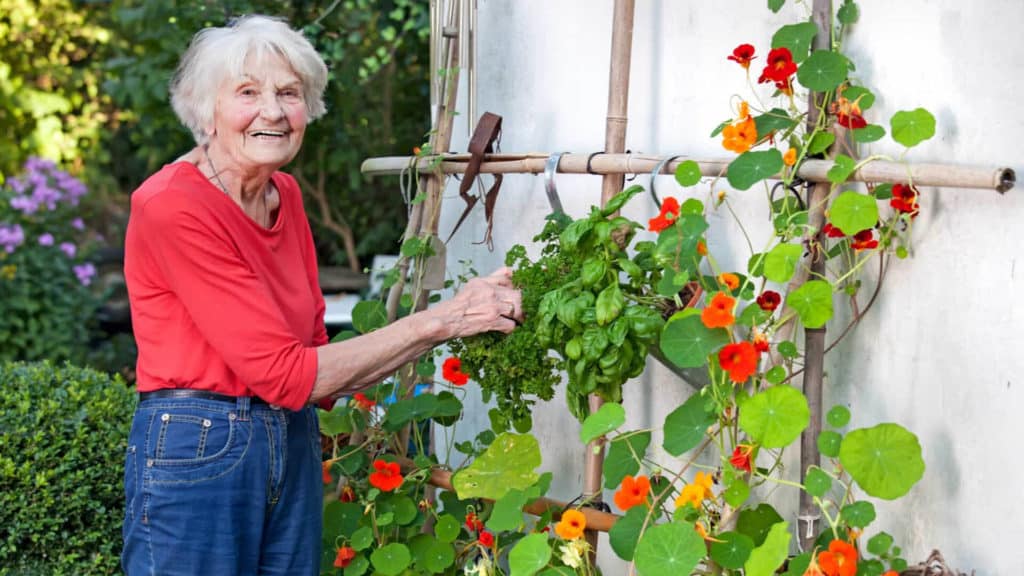 Resident tending to the garden