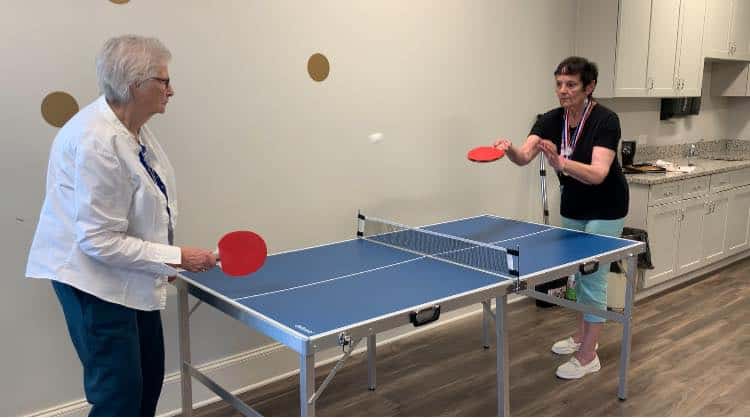 Residents playing ping pong