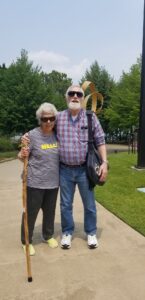 Residents walking outside