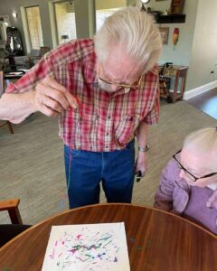 Seniors doing arts and craft