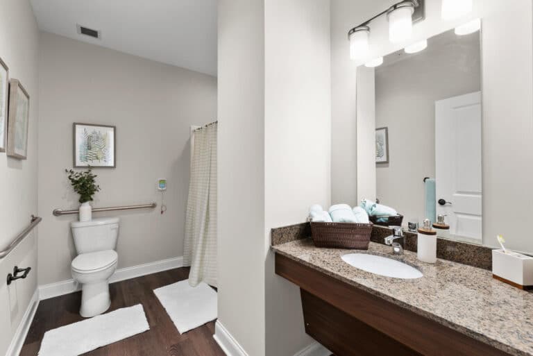 assisted living and memory care apartment bathroom