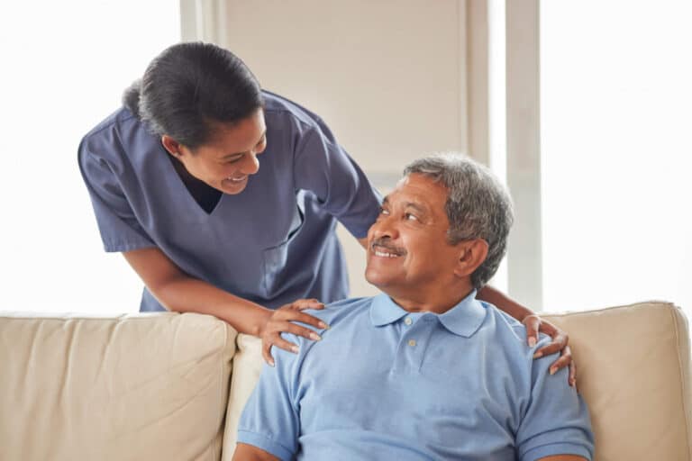 Nurse checking in on a resident