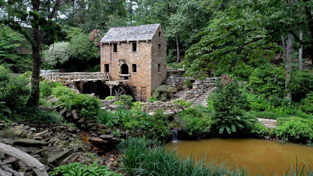 Old water mill in deciduous forest