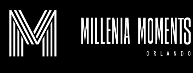 Millenia Moments Logo - White on Black - Rectangle