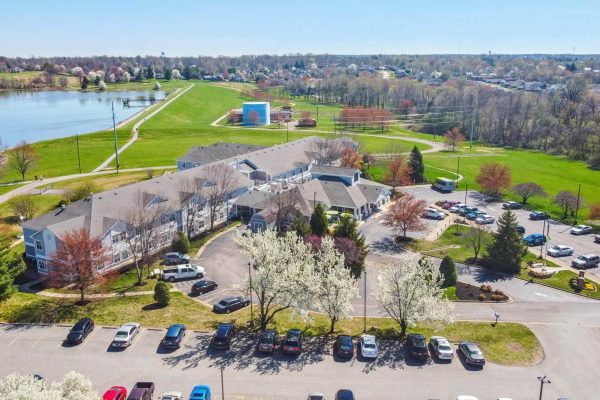 Bird's eye view of apartment complex