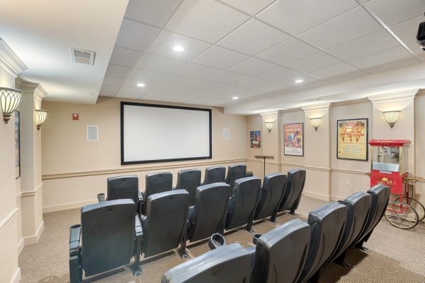 Movie room with comfortable seats