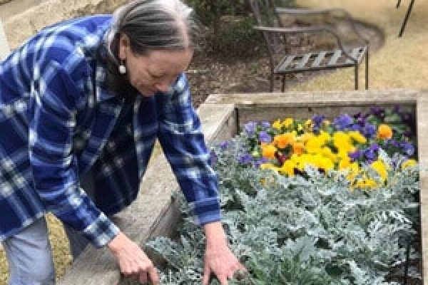 Woman gardening at the Gardens of Germantown