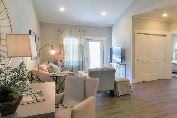 Living room in apartment at Vitality Living Madison