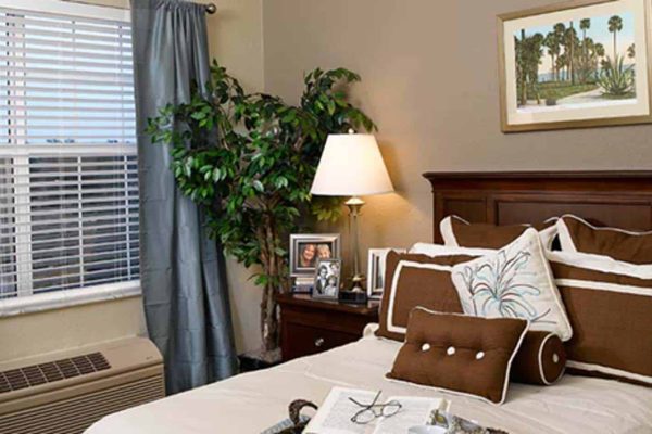 Model Bedroom with bed and large window