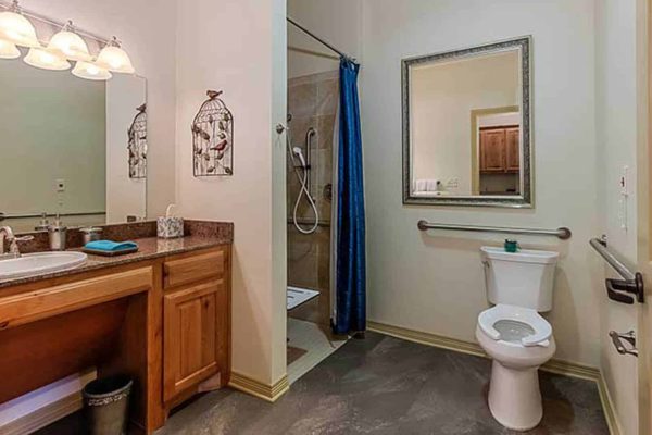 Model bathroom at Vitality Court Texas Star
