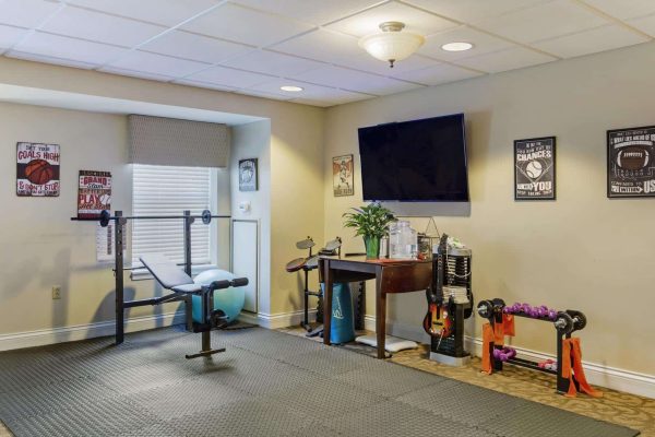 Gym with exercise equipment