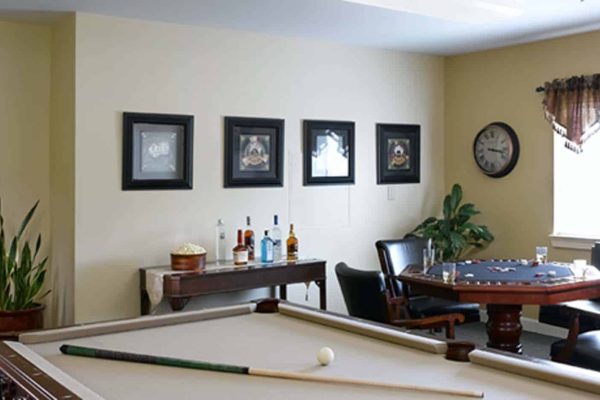 Activities Room with billard table and poker table