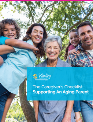 Family photo supporting caregivers for aging parents