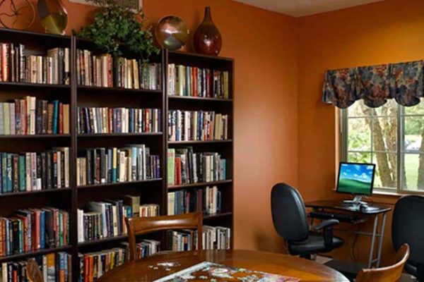 Library with books and computers