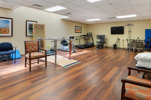 Gym with workout equipment